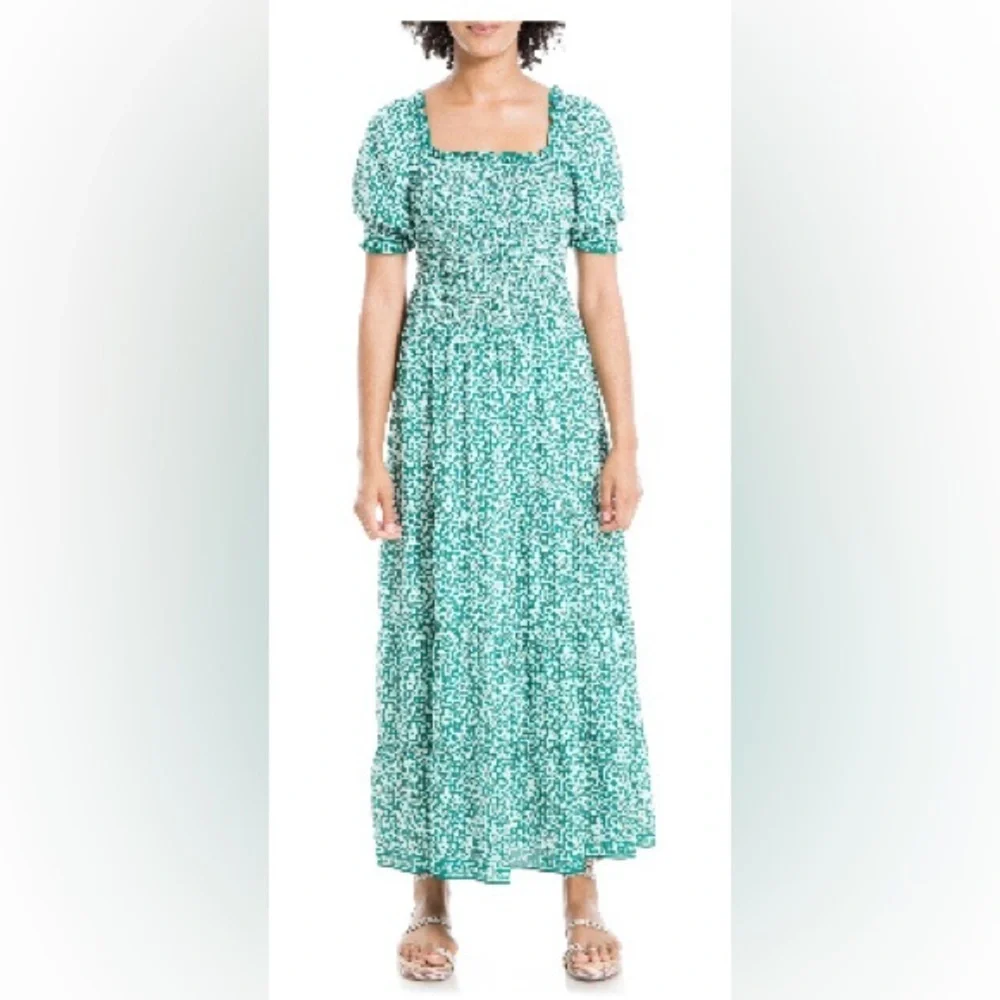 max studio smocked tiered maxi dress Max Studio Sleeveless Scoop Maxi Dress - Blue